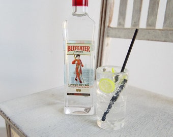 Miniature Beefeater GIN Bottle and Gin & Tonic Drink CHOICE - Miniature Drinks for 1:6 Scale Fashion Dolls and Action Figures