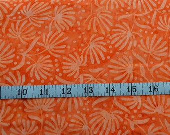 Quilting Fabric, Cotton Fabric By The Yard, Orange Batik Fabric, Orange Flower Fabric, Pillowcase, Apron, Fat Quarter Fabric, Cotton Yardage