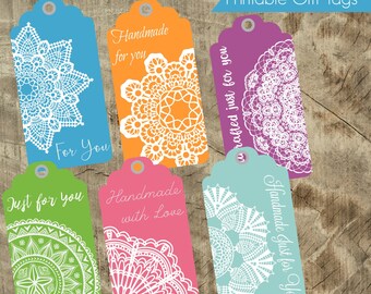 Printable Handcrafted Gift Tags with Care Instructions, Tags for gifting, Gift care instructions, washing instruction tag, knitting crafting