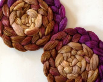 Hand Dyed gradient roving 6ozs polwarth mulberry silk 70/30 ready to ship