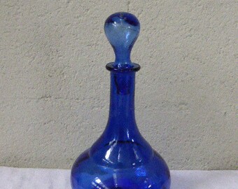 Charming blue glass carafe, vintage