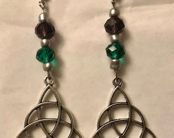 Celtic Knot Earrings, Green