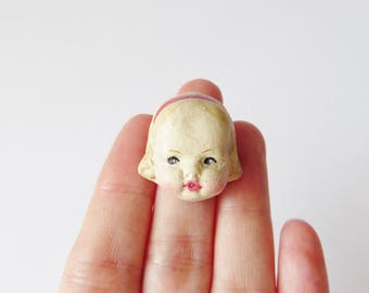 Antique Doll Brooch Edith - Handmade Pin