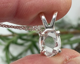 5x8mm Herkimer Diamond Pendant - Herkimer Jewelry - Herkimer Pendant - Herkimer Diamond Necklace - 16" Sterling Silver chain