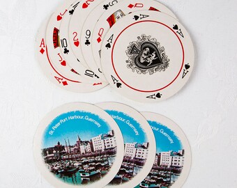 Vintage Round Playing Cards - St. Peter Port Harbour, Guernsey