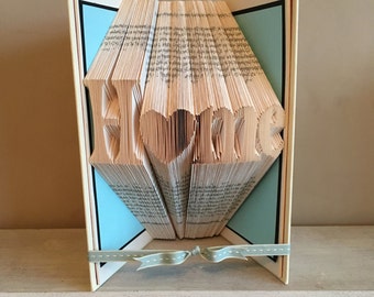 Home Book Folding Pattern - Housewarming - New Home - Unique Gift - Gift for Them - Paper Anniversary - Folded Book Art