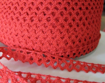 Red Cluny Lace Trim - 5 Yards For 6.00 Dollars