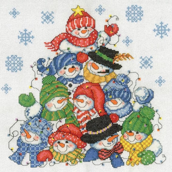 Items similar to Cross Stitch Kit - STACKING SNOWMEN ...