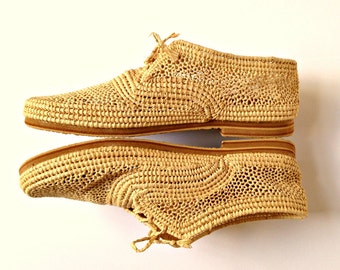 Men Oxfords. Handmade Raffia Shoes. Lace Up Shoes. Oxford Shoes. Summer Men Shoes. Raffia Men Flats. Straw Men's shoes. Chaussures Raphia.