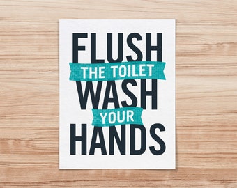 Kids Bathroom Print Wipe Flush Wash INSTANT DOWNLOAD 8x10