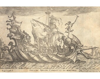 Dragon ship art print, Large ship wall art, Antique ship poster, Sea voyage, Fantasy art print, Childrens art, Nautical art large print
