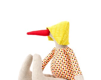 Linen duck doll Stuffed bird doll Plush baby Chick duck Plushie Softie SMALL bird ragdoll Handmade stuffed toy Eco plush doll Fabric Doll