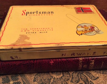 Vintage tin cigarette box Sportman made in Canada