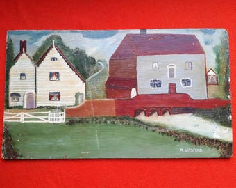 Naive Vintage Oil Painting on Board