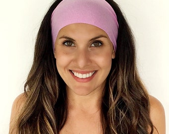 Yoga Headband - Workout Headband - Fitness Headband - Running Headband - Heathered Pink Print - Boho Wide Headband