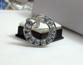 Van Dell Brooch Mothers Pin Sterling Authentic Vintage Artisan Altered Genuine Blue Topaz Gemstone