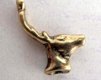 Vintage Gold Plated Deer Head With Antler Pendants (2X) (V423)