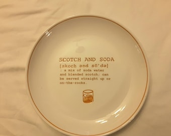 Scotch and Soda recipe plate Vintage