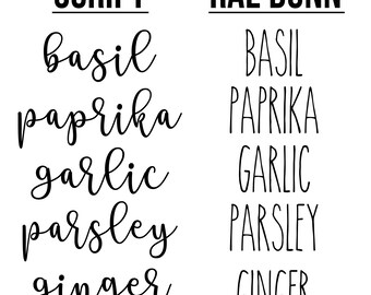 Spice Jar Container, Canister Labels, Rae Dunn Inspired, Pantry Labels, Jar Labels, Kitchen Pantry Organization Vinyl Decal Sticker
