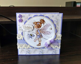 Female Birthday Card - Fairy - luxury unique quality special bespoke UK - Mum/Grandma/Daughter/Aunt/Niece/Sister/Wife