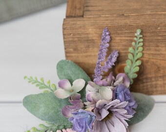 lavender hair clip floral hair clip, Bridal flower clip Bride hair accessory, purple hair piece, Wedding natural flower hair clip, lambs ear
