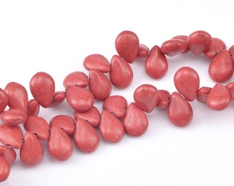 set of 5 red 14x10mm Teardrop beads