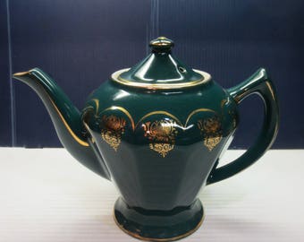 Hall Emerald Green Teapot With Gold Designs And Edging Albany Style