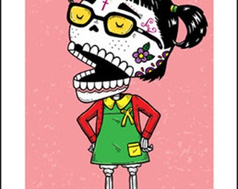 Chilindrina Calavera Archival Art Print 5 x 7, 8 x 10