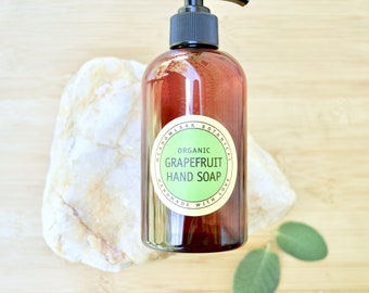 Organic Pink Grapefruit Liquid Soap | Vegan Hand Soap | Housewarming Gift - Moisturizing & Sensitive Skin Safe