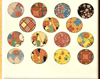 Vintage Kimono Circles Ceramic Decals, Glass Fusing Decals, Enamel Decals