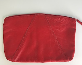 vintage red leather clutch