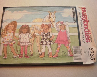 Pattern Vintage Toddler Girl Jumper Top Shorts Leggings Sizes 1-2-3 Busybodies by Butterick 6235