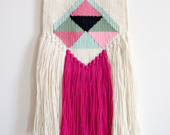 Handwoven wall hanging, fiber wall art, handcrafted tapestry, colorful wall decor