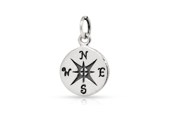 Sterling Silver 10mm Compass Charm - 1pc Made in Thailand 20% discounted (3874)/1