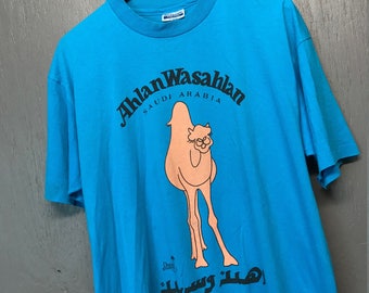 XL vintage 80s Saudi Arabia camel t shirt * Arabic ahlan wa sahlan