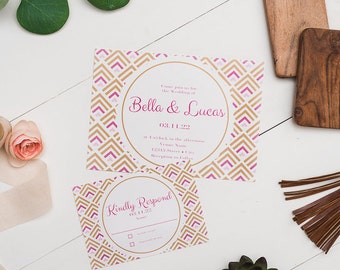 Chevron Wedding Invite & RSVP