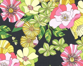 Michael Miller - Joy by Tamara Kate - Garden Grandiflora - Dk Grey - Fabric by the Yard DC7794-GARD