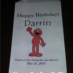 Custom Sesame Street Elmo Bag with Name Kraft Favor Bags (20) Birthday, Baby Shower, for all Occasions