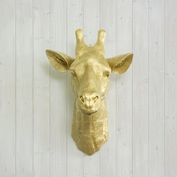 Faux Gold Giraffe Head By Wall Charmers Fake Ceramic Animal   Il 570xN.734468611 4tmh 