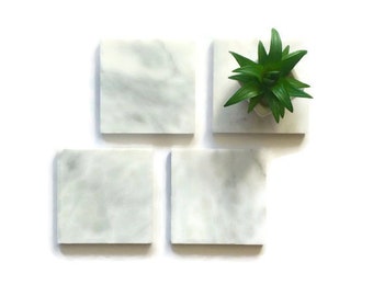 Marbre de Carrare 4 "x 4 » carré sous-verres lot de 4 - prêt à expédier