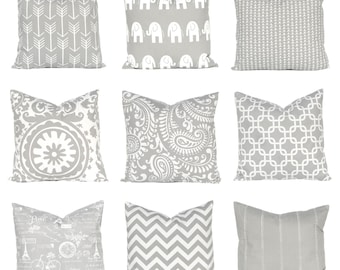 Gray Pillow Cover - Gray and White - Throw Pillow Covers - Gray Decorative Pillow Covers - Gray Bedding - Gray Cushion Cover - Nine Prints