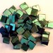 50 - 1/2 inch TREE FOIL GREEN Mirror Hand Cut Glass Mosaic Tile, cut from Spectrum Silvercoat