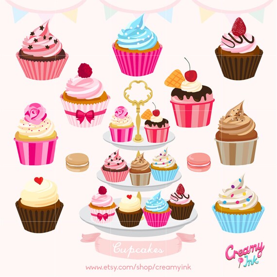 Cupcakes Cake Digital Vector Clip art Muffin Digital 