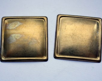 4 Vintage Brass Findings | Square Brass Stampings | 37 mm Brass Pieces