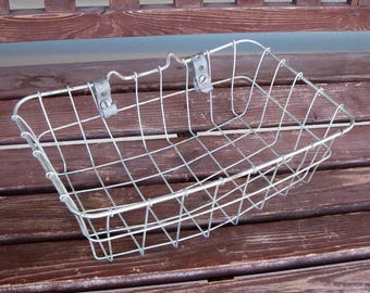 Vintage BICYCLE BASKET - 13 1/2" x 9" x 5" - front handle bar basket -steel wire basket -bike basket -metal bike basket -shopping basket