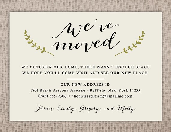 address change announcement cards
