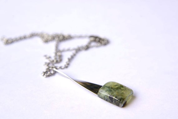 Prehnite Jewelry, Gemstone Necklace, Pendant Cabochon, Healing Crystals, Prehnite Gift for Her, birthstone