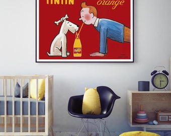 Tintin Orange Soda Vintage Poster