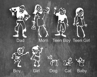 ZOMBIE FAMILY DECALS - Multiple colors