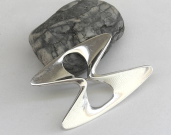 georg jensen ... mid century modern sterling silver pin ... abstract ... modernist vintage brooch